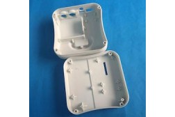 Two-piece vacuum cast enclosure with internal mounting posts
